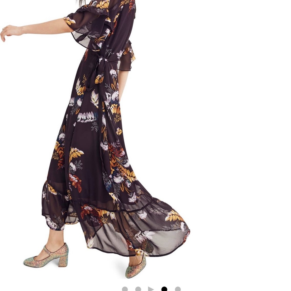Madewell Vervain Ruffle sleeve wrap dress midi length medium
